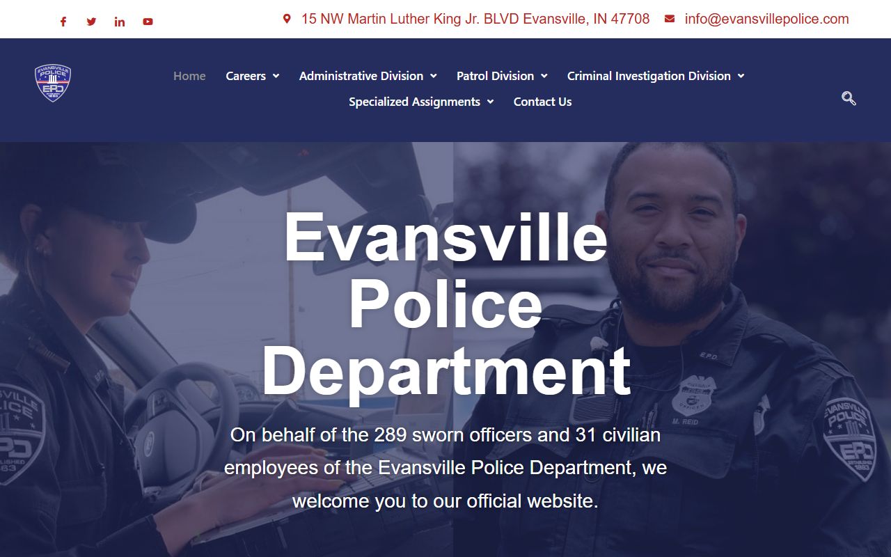 Evansville Police Department booking reports page