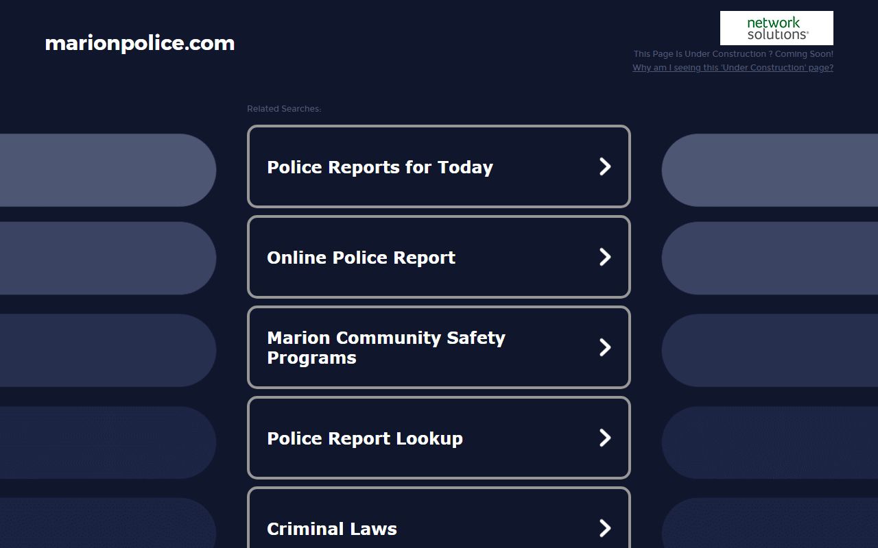 Marion Police Department booking reports and arrest records