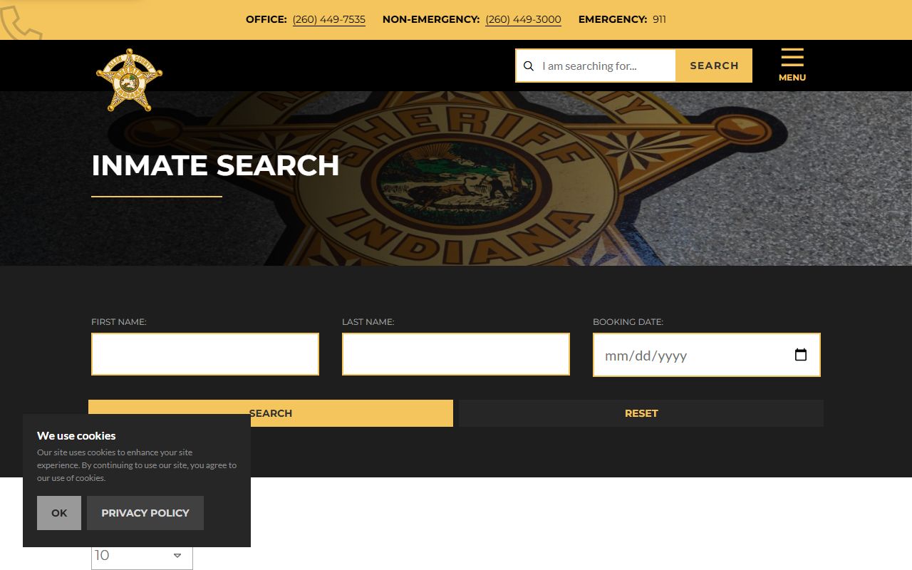 Allen County inmate search tool for booking reports