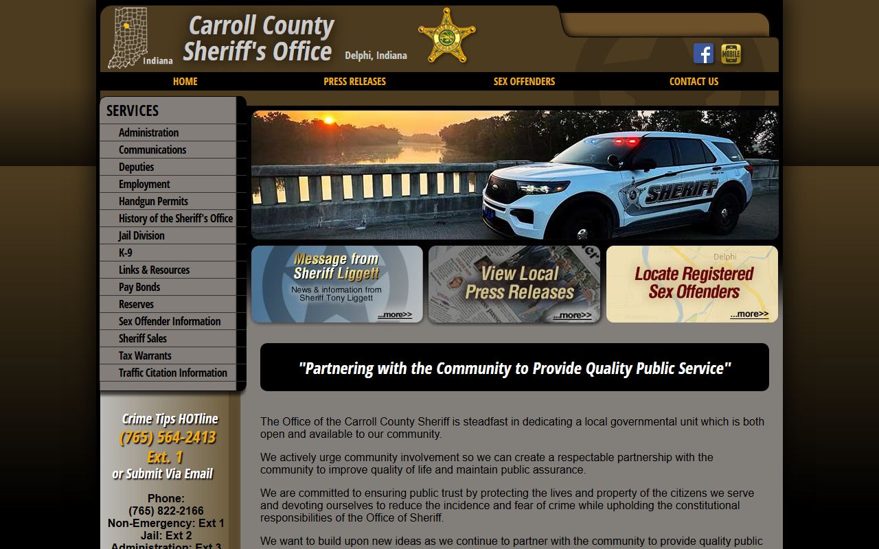 Carroll County Sheriff Office website for booking reports
