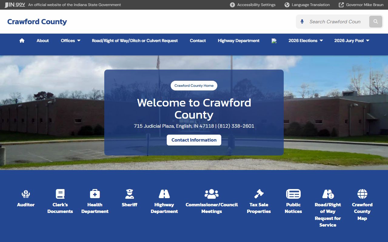 Crawford County Indiana Sheriff website for booking reports