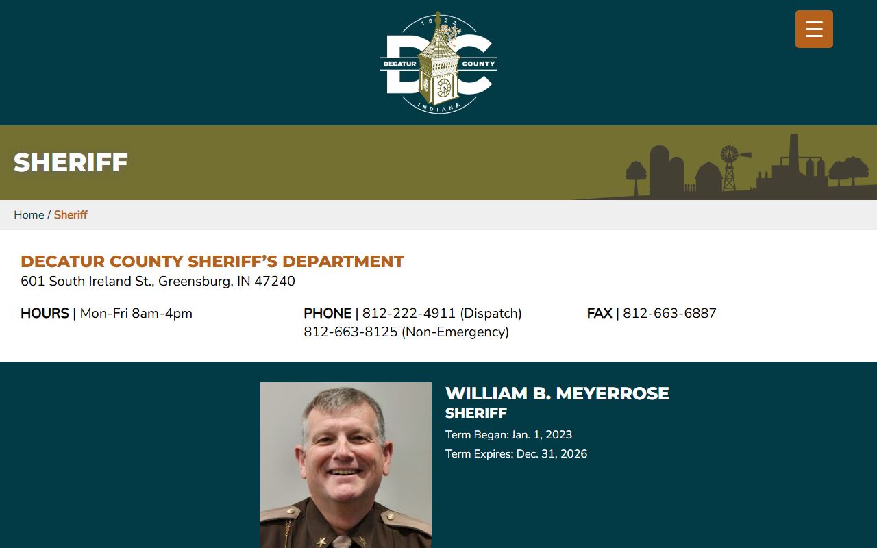 Decatur County Indiana Sheriff website for booking reports