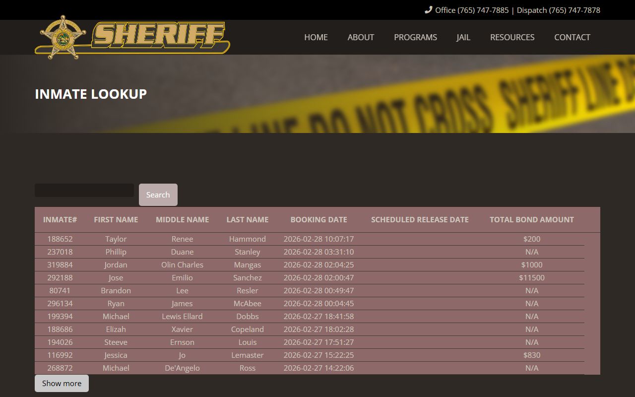 Delaware County Indiana inmate lookup for booking reports