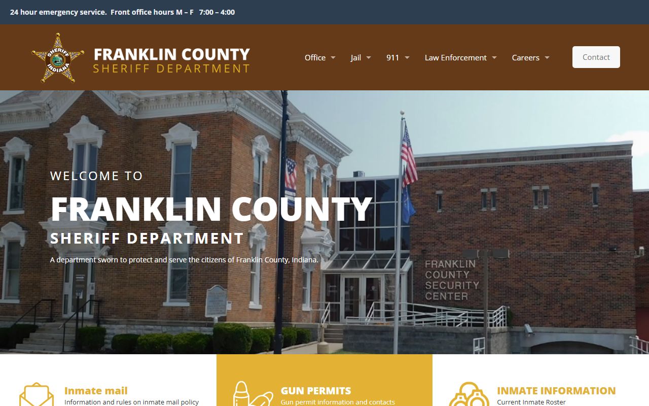 Franklin County Indiana Sheriff website booking reports