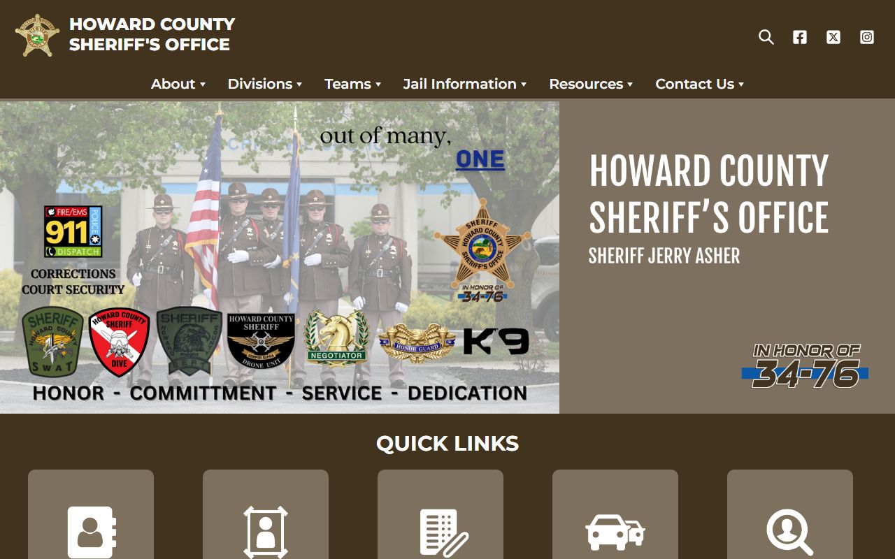 Howard County Sheriff website for booking reports and inmate search in Kokomo