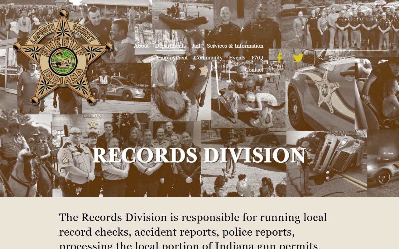 La Porte County Records Division for Michigan City booking reports