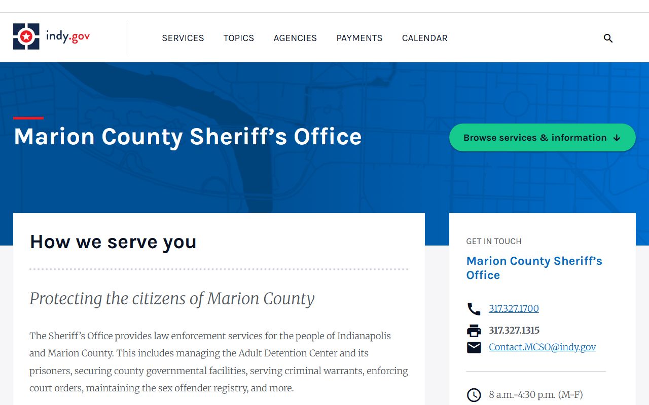 Marion County Sheriff's Office website for booking reports