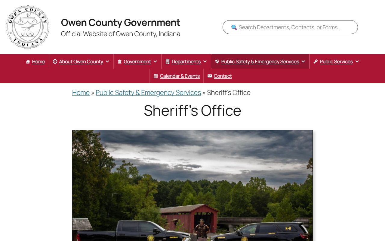 Owen County Sheriff Office booking records page