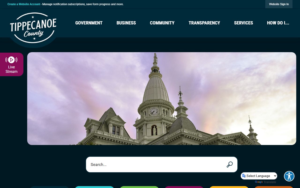 Tippecanoe County government website with booking report resources