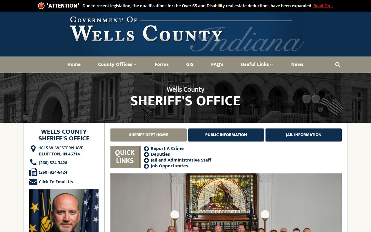 Wells County booking records information page