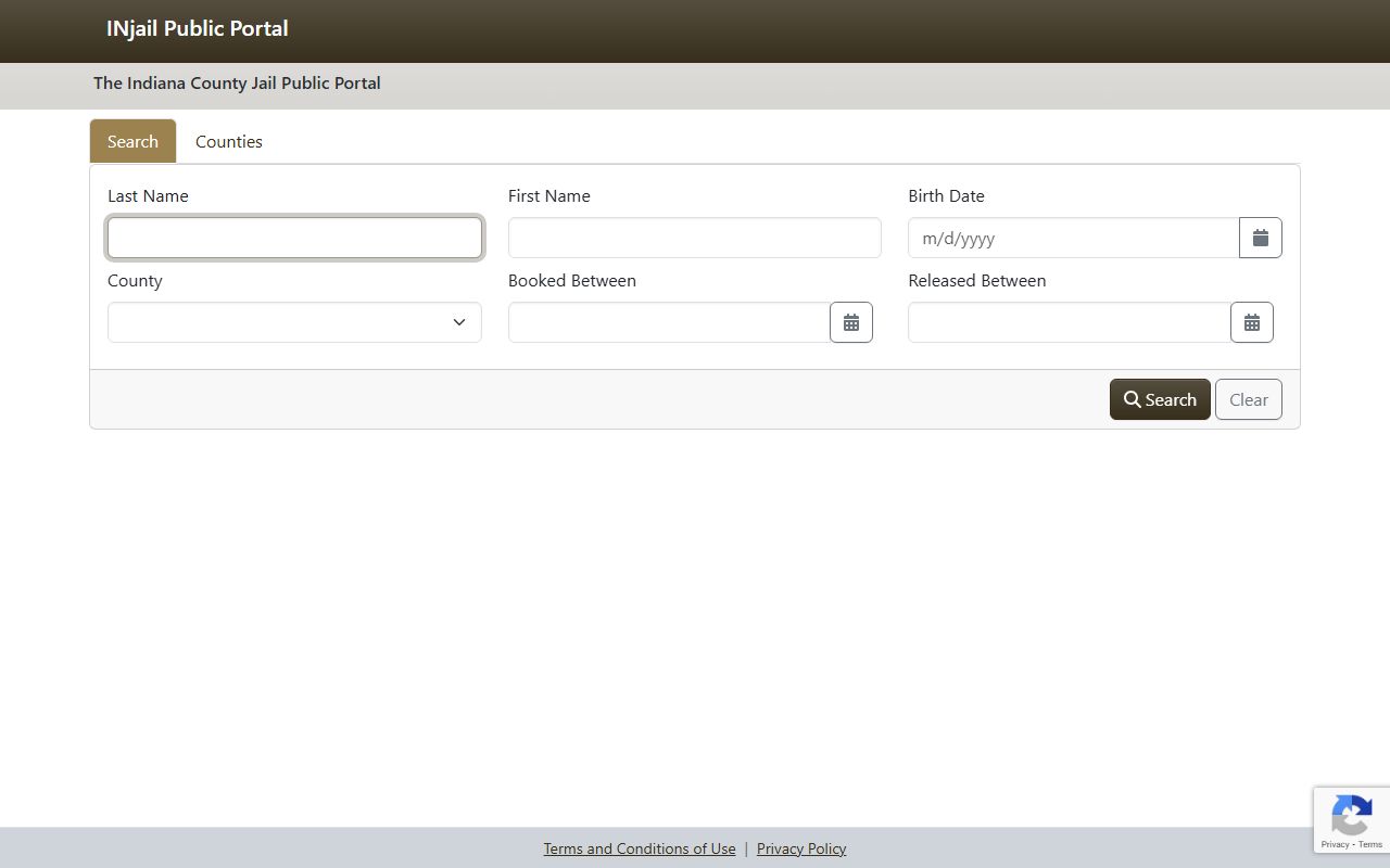Indiana INjail portal for county booking reports